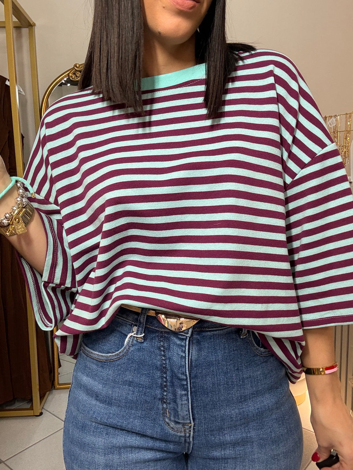 BLUSA LINEA"  ONE SIZE VIOLETA/BABY BLUE
