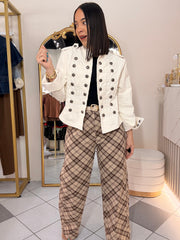 FRAN” BEIGE  BARREL PANTS