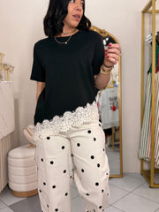 TSHIRT LACE NEGRA/CREMA