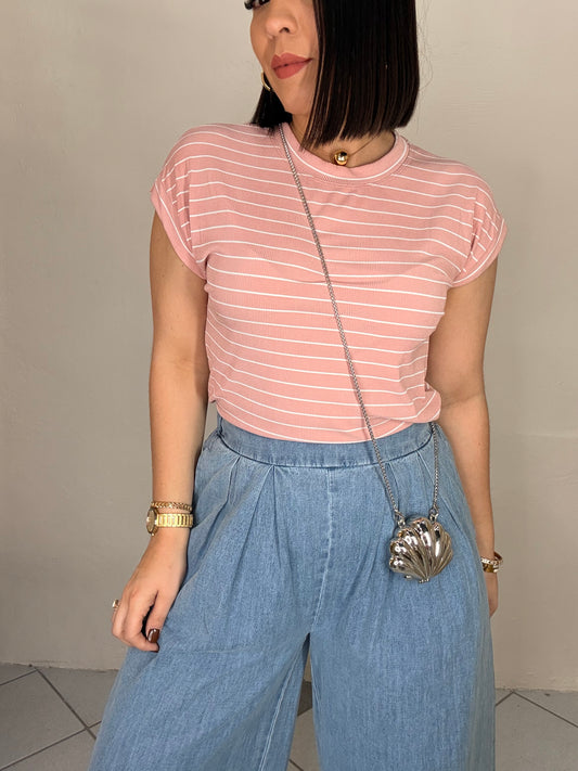 PINK  T-SHIRT DE LÍNEAS