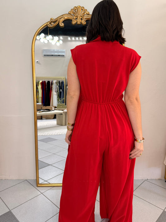 RED JUMPSUIT BOTONES