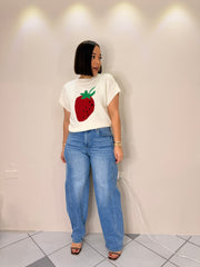 STRAWBERRY SWEATER WHITE/RED