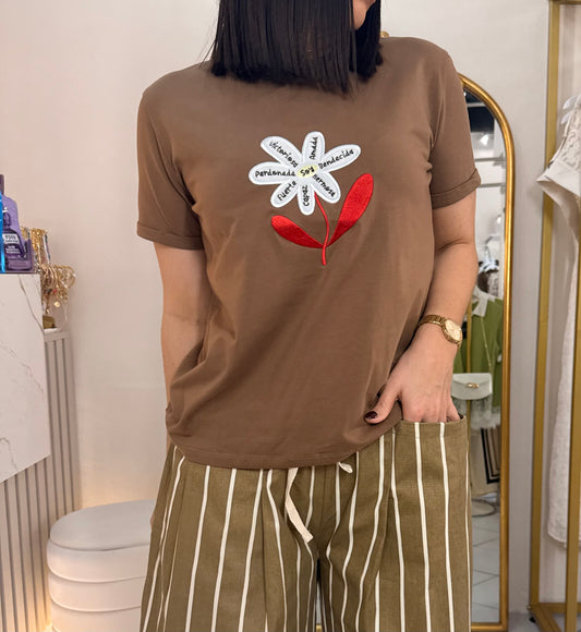 FLOR SOY VICTORIOSA " TSHIRT BROWN