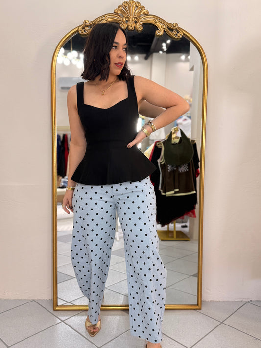 BLUE POLKA DOT  BARREl PANTS