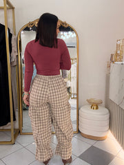 GINGHAM PANT BEIGE