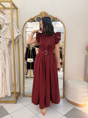 KIARA” BURGUNDY DRESS