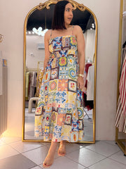 TROPICAL”  BLUE MIDI DRESS