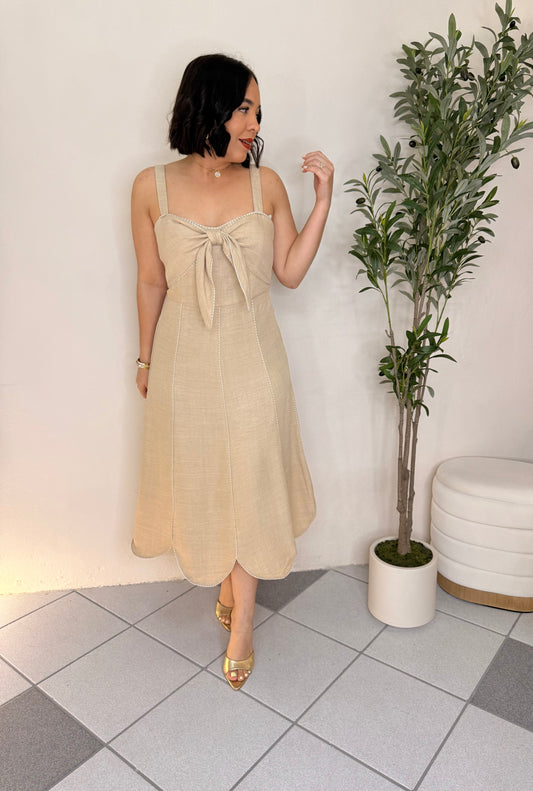 CLARA BEIGE MIDI DRESS