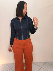 DENIM SWEATER TOP