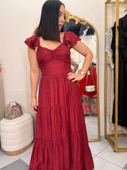 PAULA" BURGUNDY DRESS