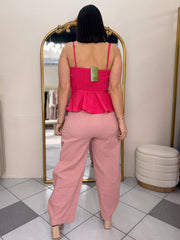 NEISHA " PINK  BARREL PANTS