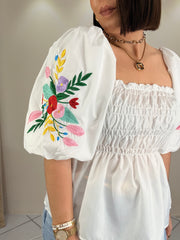 PUFF FLORY WHITE  TOP