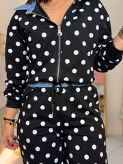BLACK/WHITE POLKA DOT SET TRAVEL