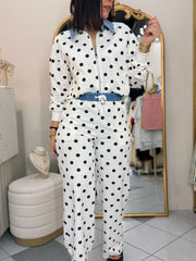 WHITE/BLACK  POLKA DOT SET TRAVEL