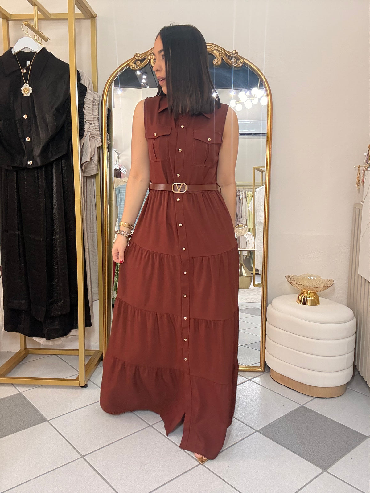 BURGUNDY” DRESS MAXI