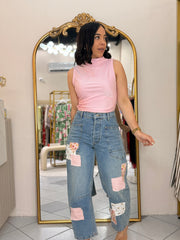 PANTALÓN DENIM DE PARCHOS