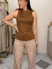 CAMEL SUEDE TOP
