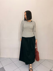 ANI FLOWY WHITE/ BLACK MIDI DRESS