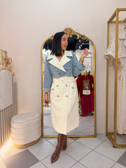 WHITE/DENIM COAT JACKET