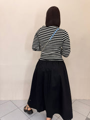 ANI FLOWY BLACK/WHITE MIDI DRESS