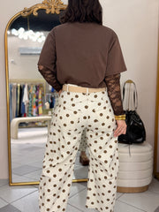 CREMA/ BROWN POLKA DOT BARREL