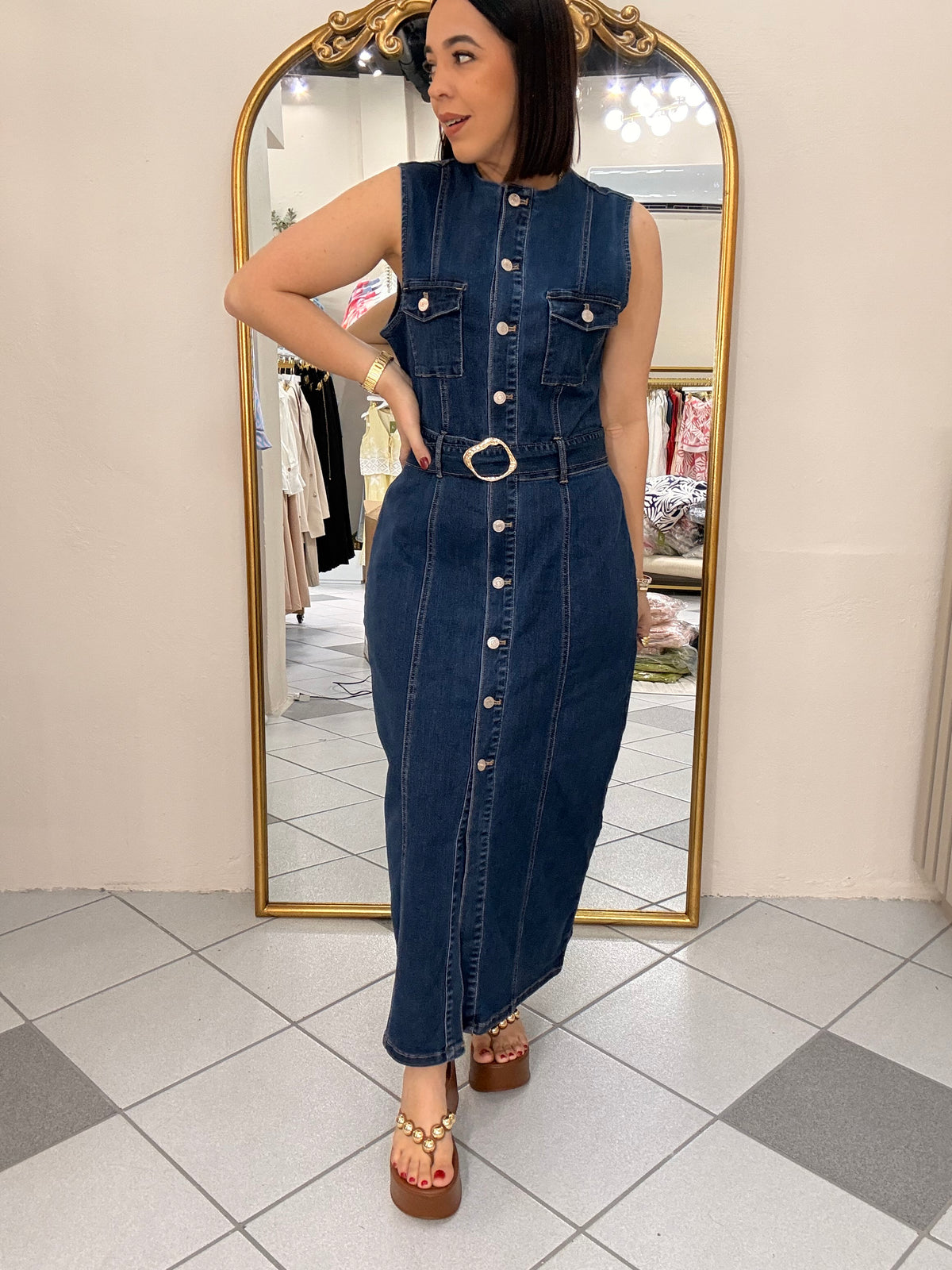 DENIM MIDI DRESS