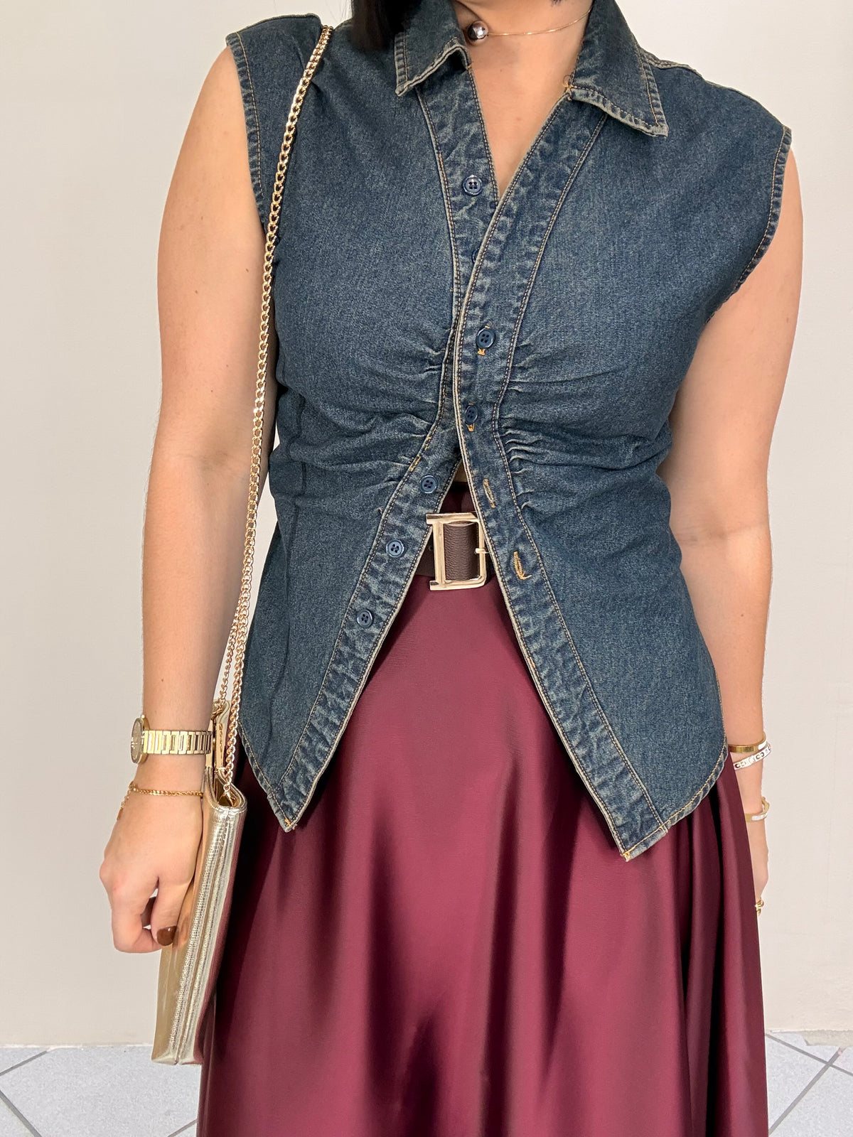 KAMILA DENIM DARK TOP