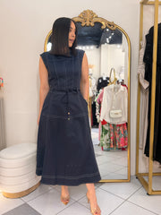 GABI” NAVY MIDI DRESS