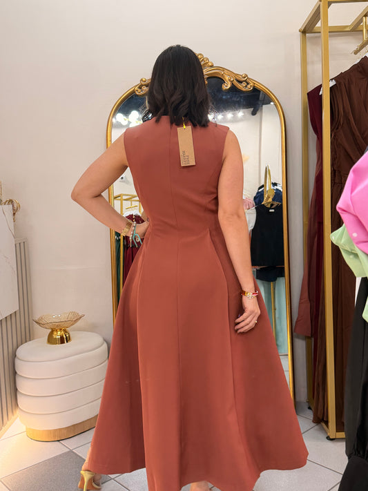 LEYLA” DUSTY ROSE MIDI DRESS