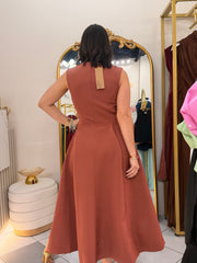 LEYLA” DUSTY ROSE MIDI DRESS