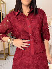 BURGUNDY ELEGANTE SET FALDA Y TOP