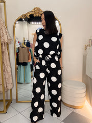 LIANA” BLACK POLKA DOT SET DOS PIEZA