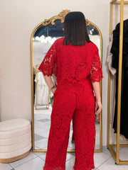 SET PANTALON ROJO ELEGANTE