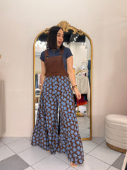 BROWN/ BLUE  JUMPSUIT