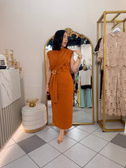 JESICA” MIDI CARAMEL  DRESS