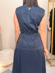 GABI” NAVY MIDI DRESS