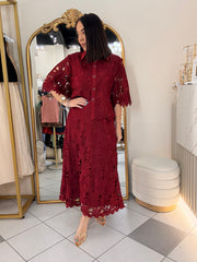 BURGUNDY ELEGANTE SET FALDA Y TOP