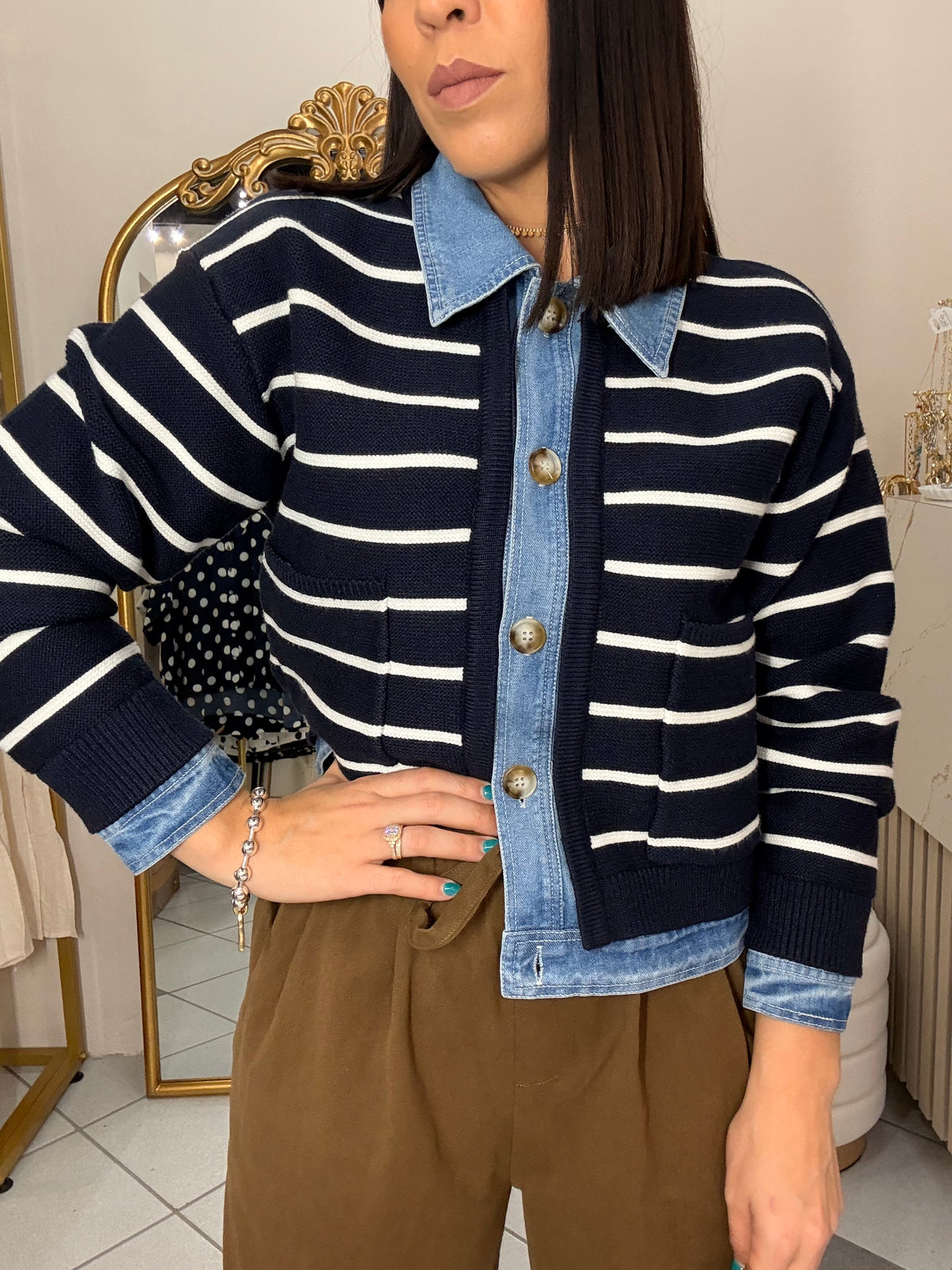 LENY” NAVY SWEATER