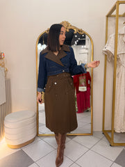 DENIM/BROWN COAT JACKET