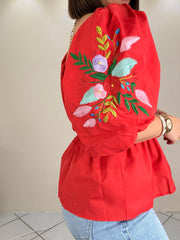 PUFF FLORY RED  TOP