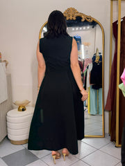 LEYLA” BLACK MIDI DRESS