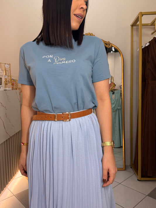 PON A DIOS PRIMERO TSHIRT BLUE