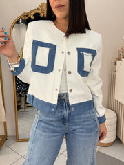 AURA" BLAZER WHITE/DENIM
