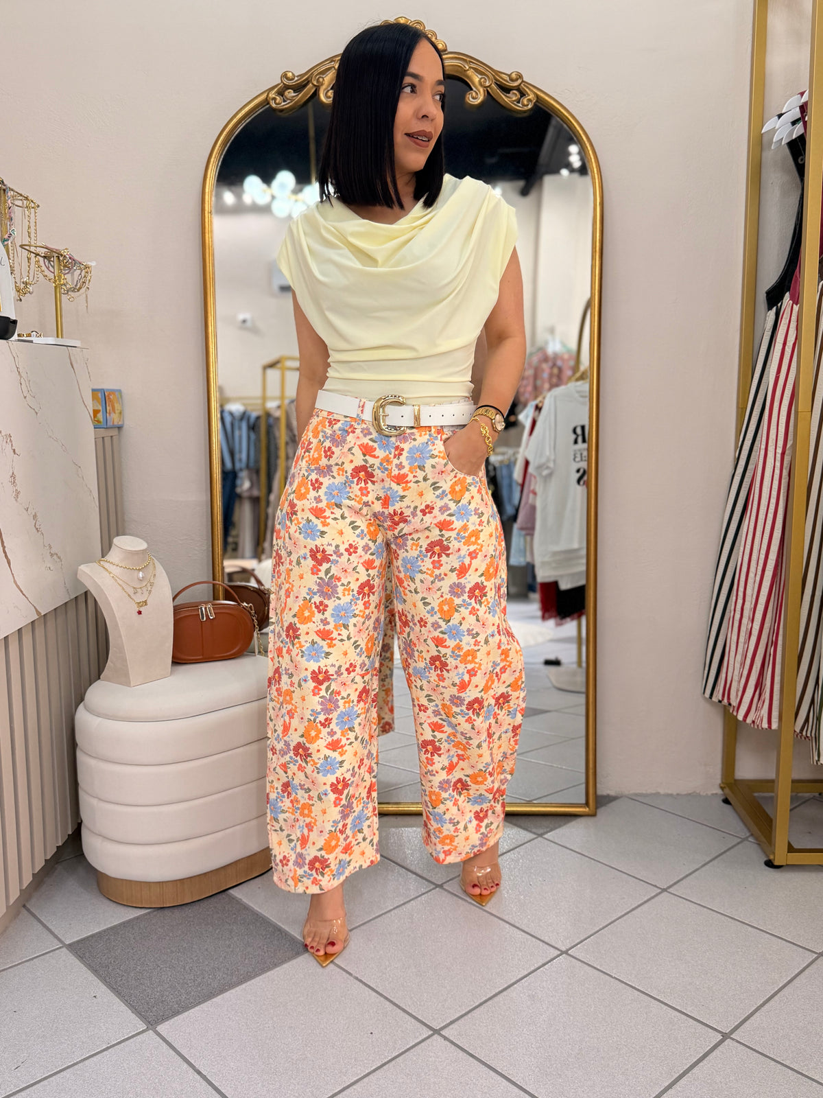 ORANGE FLOWER PANT BARREL
