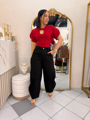 NEISHA " BLACK   BARREL PANTS