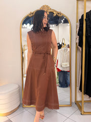 GABI” BROWN MIDI DRESS