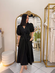 SACHA" BLACK MIDI DRESS