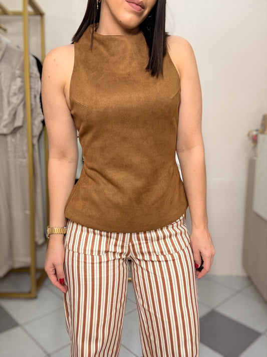 CAMEL SUEDE TOP
