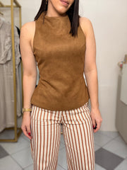 CAMEL SUEDE TOP