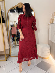 BURGUNDY ELEGANTE SET FALDA Y TOP